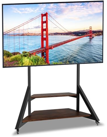 Support TV sur Pied avec 2 Étagères: Meuble de Télévision de 40 à 75 Pouces pour Télé Écran LED OLED LCF Hauteur Réglable Support Télévisateur Max VESA 600x400mm