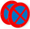Ashoaza 2 panneau défense de stationner en aluminium métal rond signalisation routière pour extérieur Ø 30 cm, interdiction de stationner (Interdiction d'arrêt)…