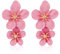Doppelte Blumenohrringe, 3D-Blumenohrringe Florale Baumelnde Ohrringe Boho-Ohrstecker Schicke Wildblumenohrringe Statement-Schmuck für Frauen Mädchen Hochzeit Party (Rosa)