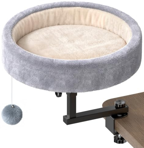 Chumajor Cat Desk Bed, 360° Rotating & Height Adjustable Cat Bed, 50 lbs