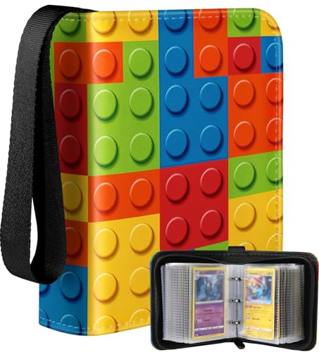 Lotadilo for 1 Pocket Card Binder Mini Size for 80 Cards - Small Trading Card Collection Album Folder Lightweight Portable Building Blocks Design for Men Boys Teens Kids for Sports Cards Game Cards