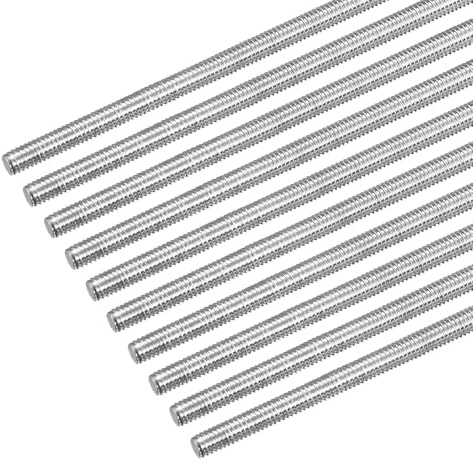 QUARKZMAN 10 stycken gängstänger M4 x 400 mm helt gängad stång 304 rostfritt stål V2A gängstänger A2 metrisk gängbultar VA gängstång högergänga gängstift