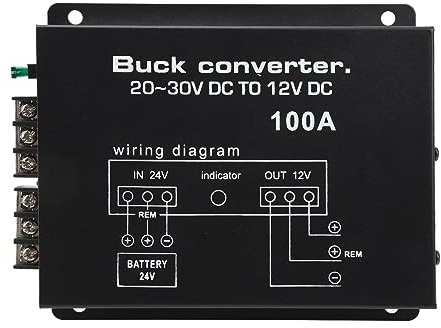 Pretfy Convertidor de Potencia de DC Alta Resistencia 100A Alta Resistencia a 12V para Refrigeradores Automóviles, DVD, Altavoces y Equipos 12V