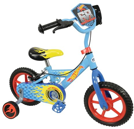 Hot Wheels 12 Inch Bike for Boys & Girls Ages 3+ | Officially Licensed Kids Bicycle with Realistic With Revver Sounds! | Removable Stabilisers & Adjustable Handlebars & Seat