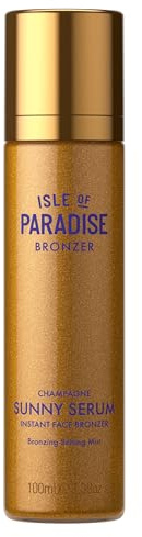 Isle of Paradise Sunny Serum Bronzing Setting Mist, Champagne, 100 mL | Hydrating Instant Face Bronzer, with Vitamin B5, Spray Under or Over Makeup, Non-Greasy, Light Feel, Radiant Glow, Wash-Off