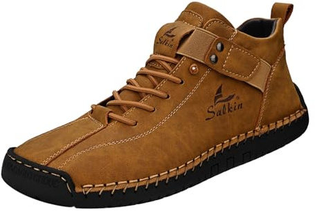 Scarpe da uomo in pelle, a piedi nudi, impermeabili, in pelle scamosciata, per attività all'aria aperta, con piedi larghi, ergonomiche, barefoot, scarpe da pesca ortopediche, 011 marrone, 43 EU