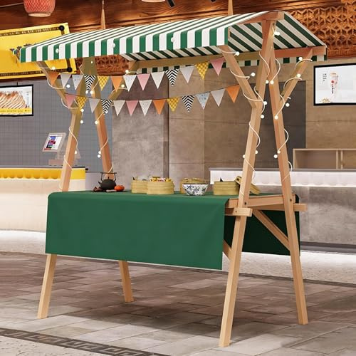 Utomhusförsäljningsvagn, Hopfällbar Marknadsstånd med Tält, Mobils Försäljningskiosk för Försäljning Av Drycker och Visning Av Varor(Green 2,150cm/59in)