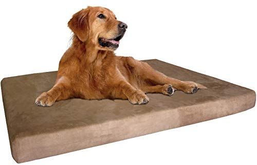 Dogbed4less Extra Large True Orthopedic Gel Memory Foam Dog Bed, Waterproof Liner and Durable Brown Cover, XL 47X29X4 Inch Fit 48X30 Crate