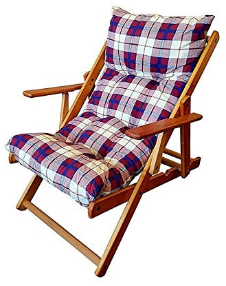 Maslegno - Sillón relax de madera plegable de 100 cm de altura con 3 posiciones y cojín acolchado, ideal para salón, cocina, sala de estar o para completar un conjunto de sofá y sillón