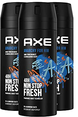 Axe Anarchy Bodyspray & Deospray Herren 3er Pack ohne Aluminiumsalze 48h unwiderstehliche Frische (3 x 150 ml)