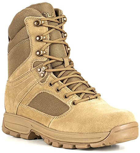 LA Police Gear LAPG Sector 8 Men's Side-Zip Duty Boots, Durable Tactical Uniform Footwear for Men, Coyote - 7.5-Standard