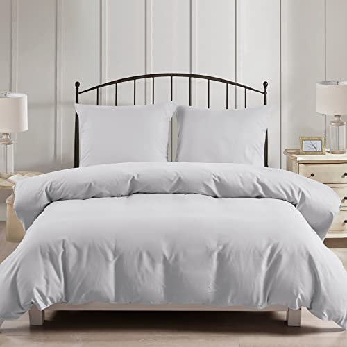 PHF 3tlg Bettwäsche 200x220, Bettbezüge 200x220 cm mit 2er Kissenbezüge 80x80 cm, Weich und Bügelfrei Bettwäsche 200x220cm aus Mikrofaser mit Reißverschluss,Hellgrau