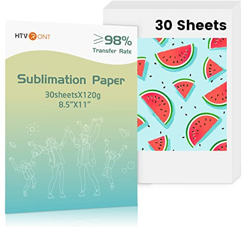 HTVRONT Sublimation Paper 8.5 x 11 inches - 30 Sheets Sublimation Transfer Paper Compatible with Inkjet Printer, Easy to Transfer 120 gsm Sublimination Paper for tumblers, T-shirts, Mugs
