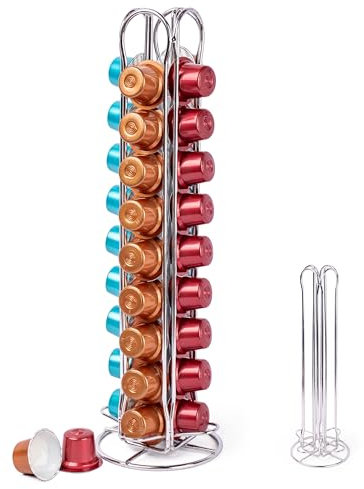 Organizador de Cápsulas de Café - Soporte para 40 Cápsulas de Nespresso, Portacapsulas Acero Inoxidable Para Mesa, Oficina, Comedor (40 Cápsulas)