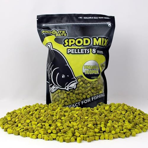 Pellets 8mm Spod Mix Pro Elite Baits | Carp Food | Pellets atrayentes Pesca de Peces Grandes | (Pineapple&Scopex)