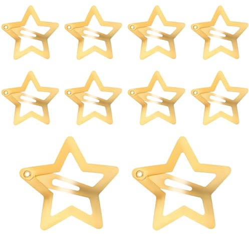 WLLHYF 10 stycken metall stjärna snäppa hårklämmor silver söta små hårspännen halkfria ihåliga stjärnor hårklämmor för barn flickor kvinnor hårnål härliga stjärnor hårtillbehör (guld)