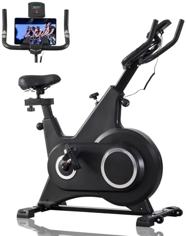 TRIOBLADE Exercise Bike Professional Indoor Cycling Bike Spin Bike for Home Gym Use with Silent Flywheel Belt Drive LCD Monitor Heart Rate Sensor Fitness Stationary Bike 330LBs Capacity (Black)