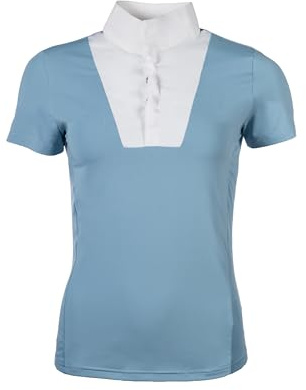 HKM Virginia Polo de Concours Manches Courtes pour Femme Bleu Glacier XXS