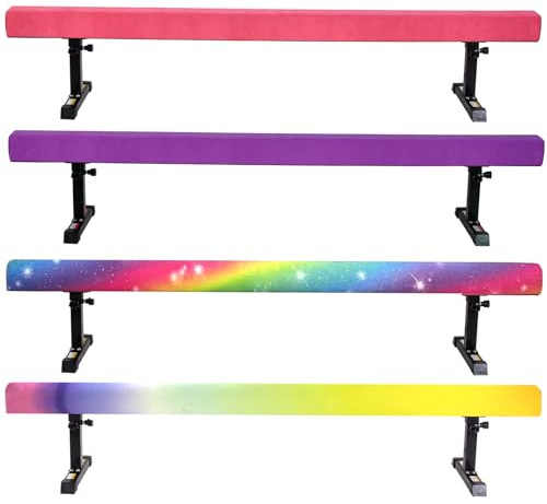 Barra di Equilibrio per Bambini Pieghevole 180cm, 5 Altezze Regolabili Livello Alto e Basso Barra per Ginnastica Bilanciere, con Gamba per Allenamento a Casa All'aperto All'interno, Attrezzatura da