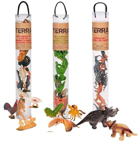 Terra by Battat — 12-Inch Animal Tube Trios Dino Farm Metamorph Themes