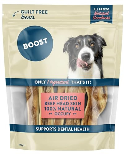 BOOST Air-Dried Grain-Free Treats for Dogs - Beef Head Skin, 150g