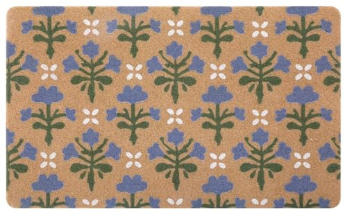 Nuanchu Block Printed Coir Doormat, 18x30 Inch for Porch