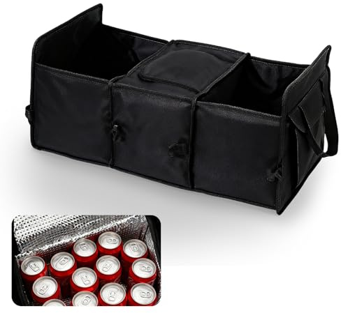 APAKA Rangement Coffre de Voiture, Organisateur Coffre Pliable, Sac De Rangement de Voiture avec Sac Isolant,Boîte de Rangement Multifonction