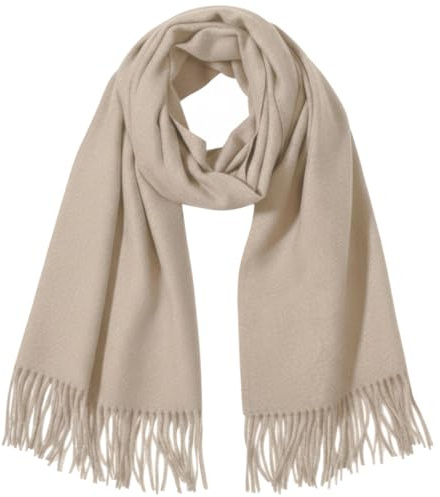 Van Der Rich - Klassisk kashmir i ullblandning halsduk - dam herr, Beige, 180 x 80 cm