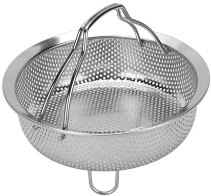 Fictory - Cesta de vapor de acero inoxidable 304 con mango plegable, patas elevadas, colador multifunción para olla arroz, freidora y vapor de alimentos, 14 cm
