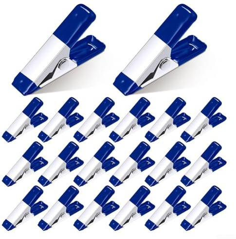 Clip a molla in metallo, confezione da 100 piccoli morsetti a molla con apertura da 1,9 cm, clip in filo di acciaio rivestito in gomma, per ufficio e officina (blu)