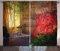 ABAKUHAUS Jardin Rideaux, Bambou Japonais, Décoration Intérieure Accent Lot de 2 Panneaux, 280x245, Rouge Vert