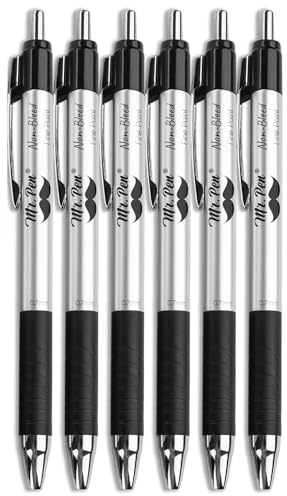 Mr. Pen - Lot de 6 stylos rétractables pour journal de la Bible, encre noire, pointe fine de 0,7 mm, stylo d'écriture lisse, sans traces, prise en main confortable, idéal pour le journal biblique, la