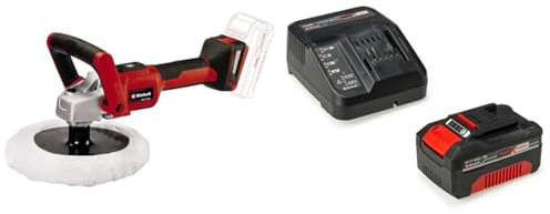Einhell Power X-Change Cordless Car Polisher And Buffer With Battery And Charger, 18 V, 3-In-1 Machine Polisher Buffer and Sander for Garage and Home Use - CE-CP 18/180 Li E Polishing Machine Kit