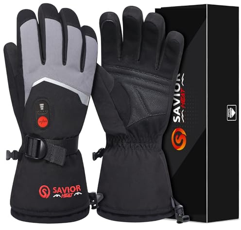Savior Heat Guantes calefactados Manoplas Hombres Mujeres Eléctrico Batería Recargable Esquí Nieve Guantes Calientes para Invierno Motocicleta Snowboard Senderismo Ciclismo Senderismo Correr
