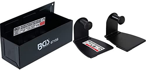 BGS 67156 | Magnet-Spraydosen-Ablage | 210 x 75 x 70 mm | 6 starke Magnete, Haltekraft ca. 1,8 kg + 67159 | Magnet-Papierrollen-Halter | 2-tlg. | schwarz | Küchenrollenhalter