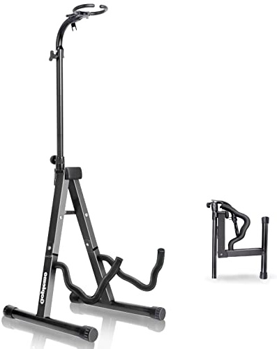 Goplemo Acoustic Guitar Stand Floor Folding A frame with Secure Lock Upgrade Adjustable Holder Classical Electric Bass Guitar Ukelele Violin Accessories