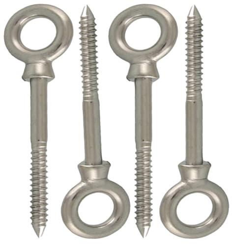 M8 x 80mm Wood Thread Eye Screw, A4 316 Marine Stainless – Pack of 4