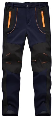YSENTO Pantalones de senderismo para hombre, impermeables, de softshell, cortavientos, cálidos, forrados, ideales para esquí, snowboard, invierno y trekking, marine, XXL