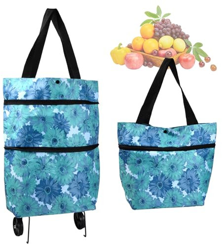 Vielseitiger 2-in-1 Einkaufstrolley, Klappbare Einkaufstasche mit Rollen, Klappbarer Einkaufswagen für Zuhause und Supermarkt, Maximale TragfäHigkeit 20kg