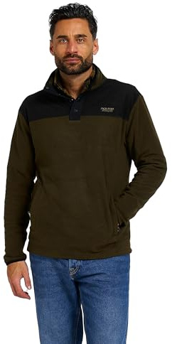 JACK PYKE Mens Thermal Fleece Top, Snap Neck Fleece Jacket Mens With Zipped Pockets, Long Sleeve, Elastic Cuffs, Lightweight 100% Polyester, Ideal For Hunting, Fishing - Dark Olive, Medium