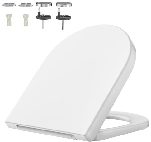 Rainsworth Nano Glaze Toilettendeckel Form D,Urea Formaldehyd Wc Sitz Mit Absenkautomatik,Ergonomisch Gestalteter Antibakterieller Toilettensitz,Universal Weiße Klobrille
