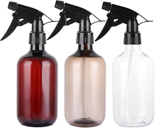 ASelected Sprühflaschen, wiederverwendbar, 500 ml, 3 Stück, Reinigung, verstellbarer Sprühauslöser, Sprühstrahl-Einstellungen für Pflanzen, Gartenarbeit, Reinigung, Friseur