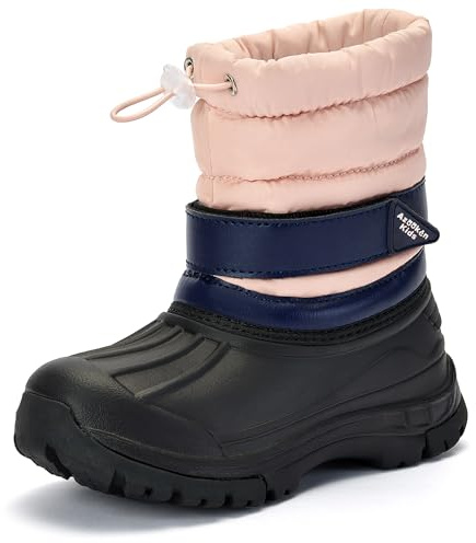 Azooken Girl's Snow Boots Boy's Warm Boot Waterproof Slip Resistant Cold Weather Kids Winter Outdoor Faux Fur Lined Shoes(T2405-Pink28)