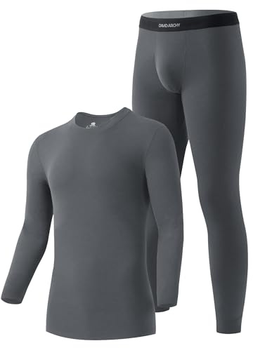 DAVID ARCHY Men's Thermal Set Viscose Polyacrylic Cotton Blend Fabric Warm Moisture-wicking Base Layer Underwear Set Bottoms Trousers with Open Fly Suitable 32°F to 50°F