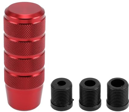 INFINAUTO Car Shift Knob, 9.5cm Universal for Automatic and Manual Vehicle Gear Shifter Knob with 3 Adapter Aluminum Alloy Red, 1 Set