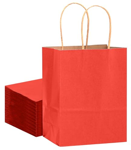 Gcardist Set med 32 påsar i kraftpapper med handtag, 21 x 15 x 8 cm, små presentpåsar för fest, shoppingpåse för godis, mångsidig användning (liten storlek)
