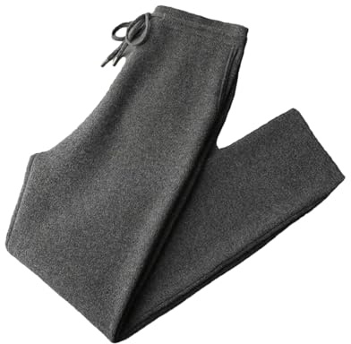 Yeuyyben Lana Merino Pantaloni Lavorati A Maglia Inverno Uomo Spessa Vita Alta Piede Pantaloni Casual Moda Tinta unita Pantaloni Caldi, Grigio scuro9, XL