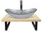 YU YUSING Badmöbel Set Unterschrank 60cm mit Glaswaschbecken, Badezimmermöbel Set mit Waschtisch Aufsatzwaschbecken Waschbeckenunterschrank, Badezimmerschrank Waschplätze für Gäste WC(Oval Silber)