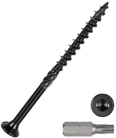 DTGN #10x3 Deck Screws - 30Pack - Good for Decks, Fences, Frames, Farms, Outdoor Furniture - Carbon Steel Wood Screws Decking Screws Epoxy Coated W/ T25 Torx Star Drive Bit - Black
