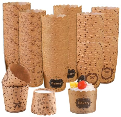 AMSGANK 150 Pezzi Pirottini per Muffin Carta, Stampi Muffin Pirottini Cupcake Carta e Getta per Feste, Party, Matrimonio, Compleanno, Halloween, Natale (Colore Marrone)